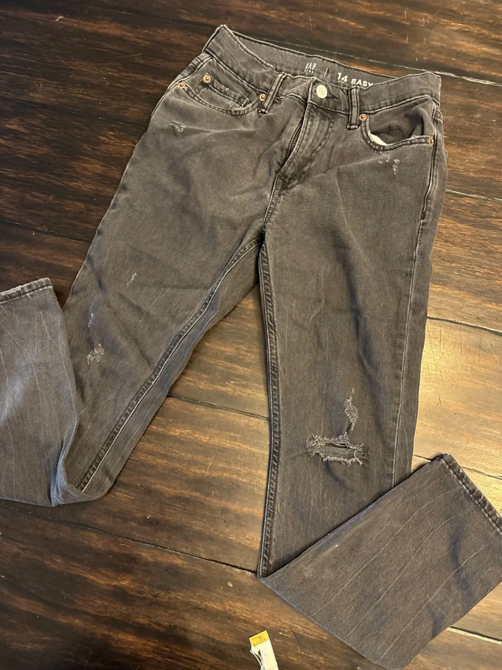 Gap Distressed Black Jeans - Size 14 easy taper slim
